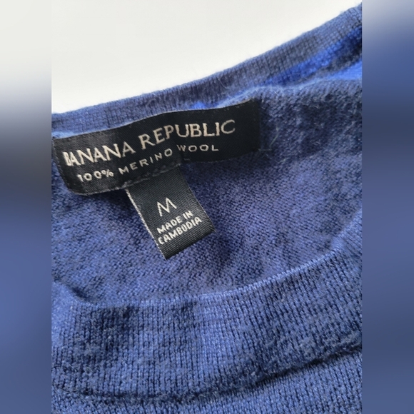 Bananana Republic Men's Merino Wool Blue Sweater M - Picture 4 of 9
